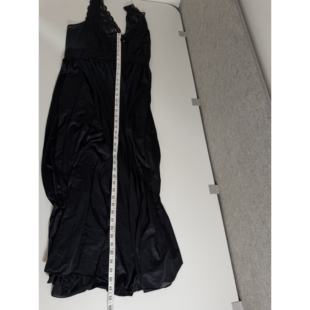 Vtg Shadowline Womens Slip Dress Nightgown lace bodice 2X Babydoll Goth Long - Picture 13 of 14